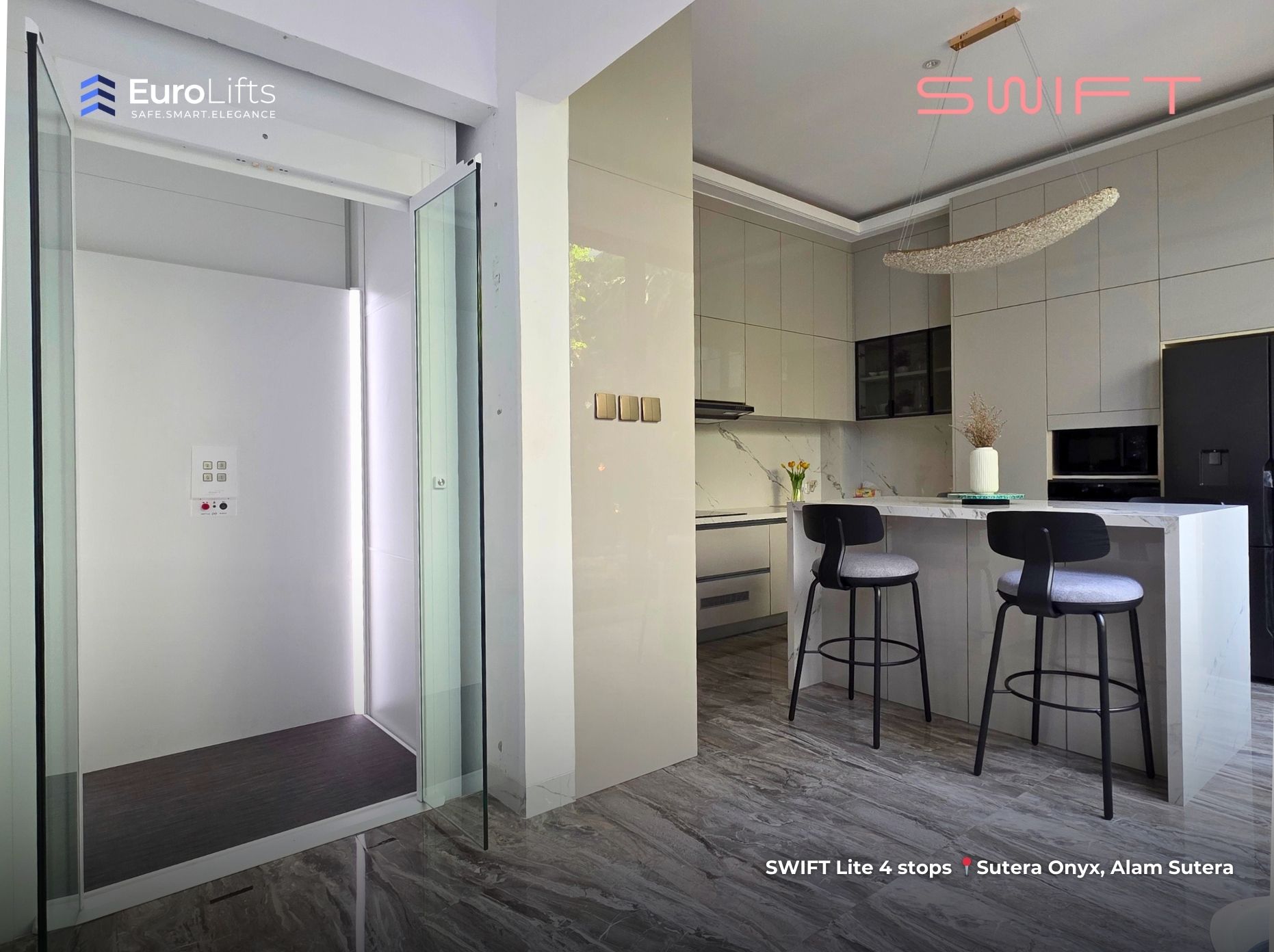 lift rumah mewah 4 lantai alam sutera